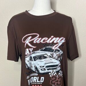 SHEIN Brown Racing Graphic Tee